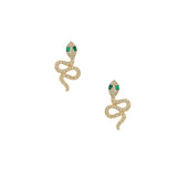 Diamond & Emerald Snake Earrings