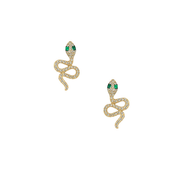 Diamond & Emerald Snake Earrings