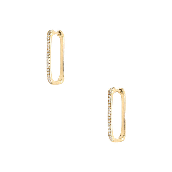 Diamond Rectangle Hoop Earrings