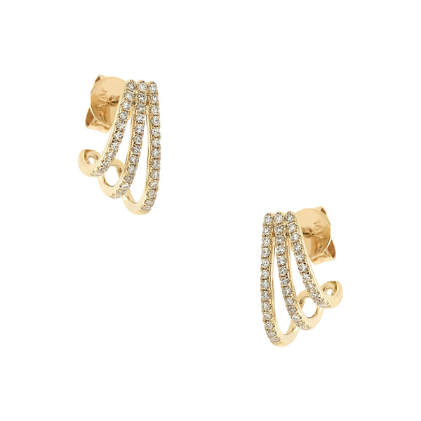 Diamond Curved Huggie Earrings