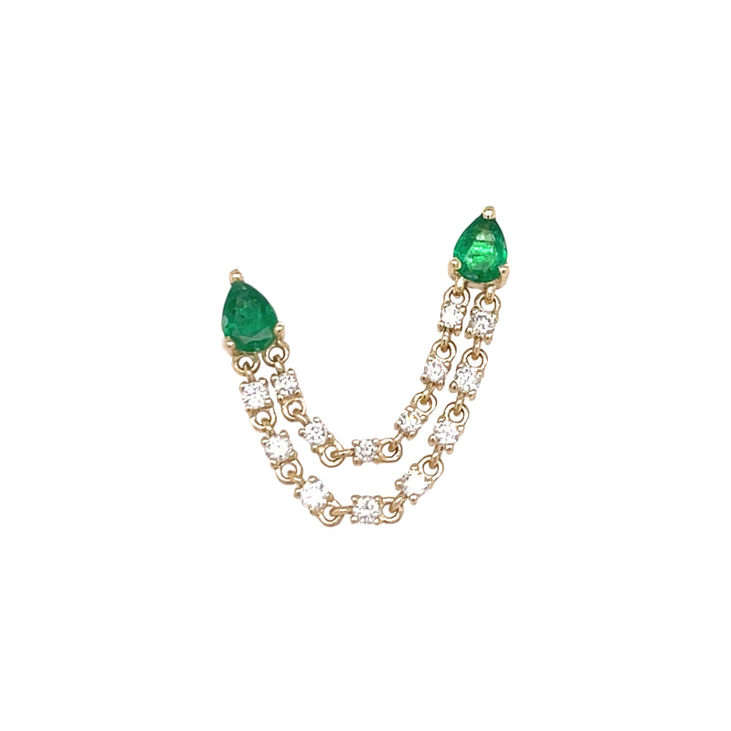 Diamond & Emerald Chain Earring