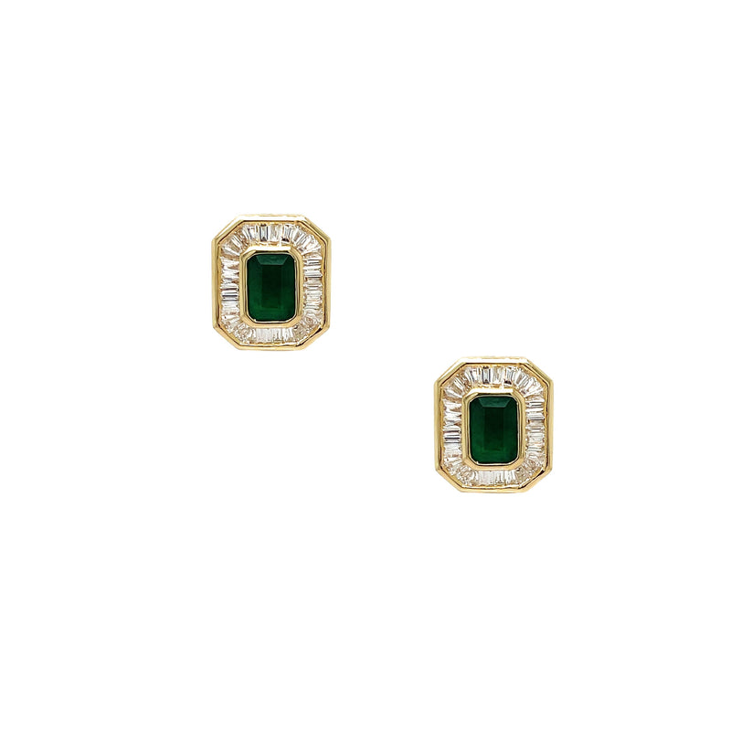 Diamond & Emerald Stud Earrings
