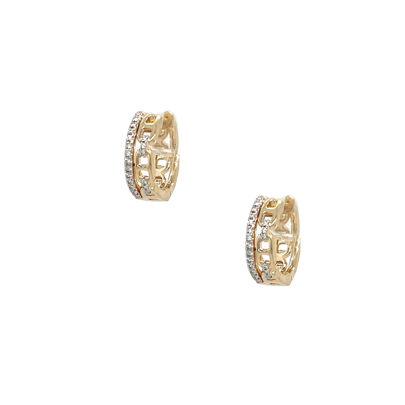 Diamond Double Row Huggie Earrings
