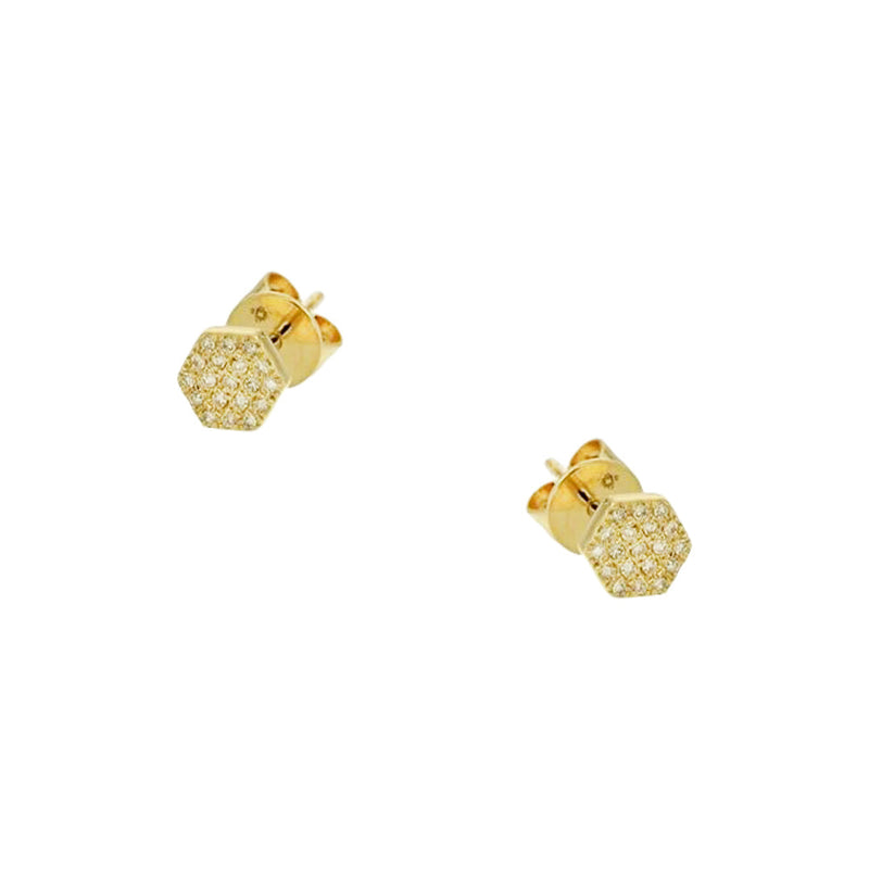 Diamond Hexagonal Stud Earrings