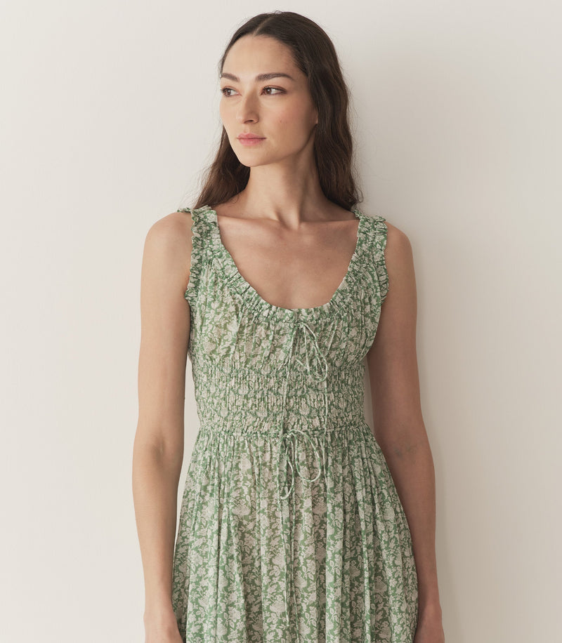 EMMARETTA DRESS -- PERIDOT TEA FLORAL