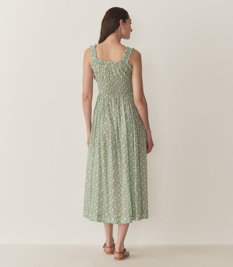 EMMARETTA DRESS -- PERIDOT TEA FLORAL
