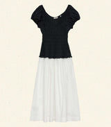 ENYA DRESS -- BLACK AND SALT