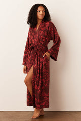Kaia Cloud Jersey Kimono Robe in Botanical
