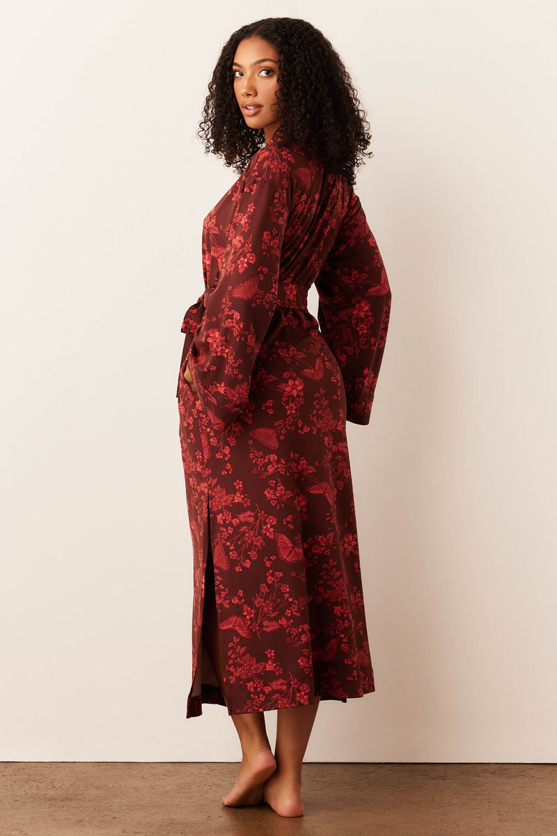 Kaia Cloud Jersey Kimono Robe in Botanical