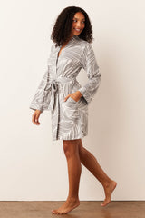 Meadow Cloud Jersey Classic Short Robe in Whisper