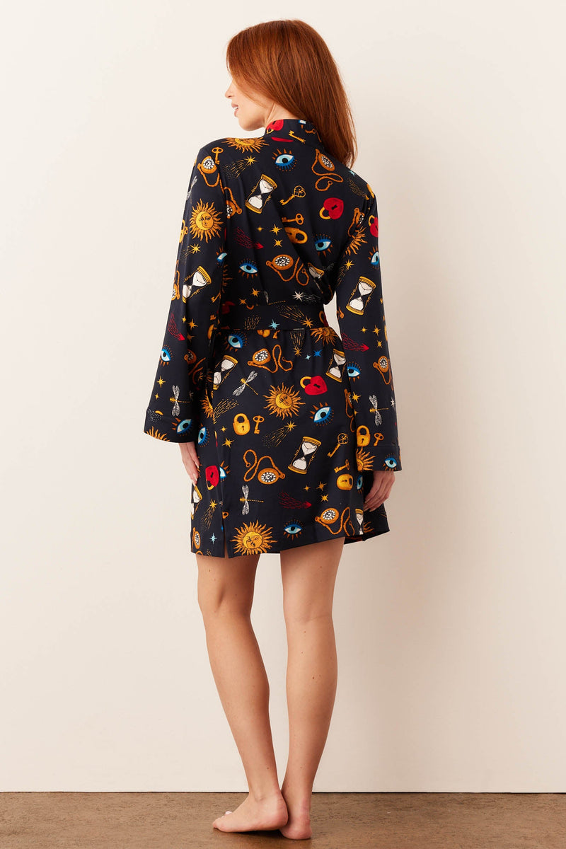 Meadow Cloud Jersey Classic Short Robe in Mystic