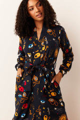 Skyler Cloud Jersey Banded Long Robe in Mystic