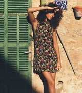 GIANNA DRESS -- NOIR WILD ROSE