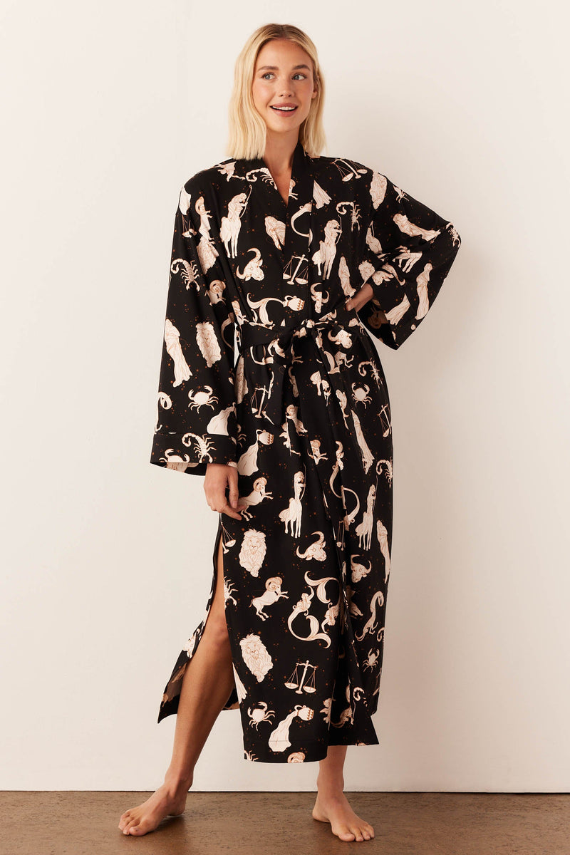 Kaia Cloud Jersey Kimono Robe in Zodiac
