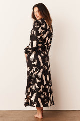 Skyler Cloud Jersey Banded Long Robe in Zodiac