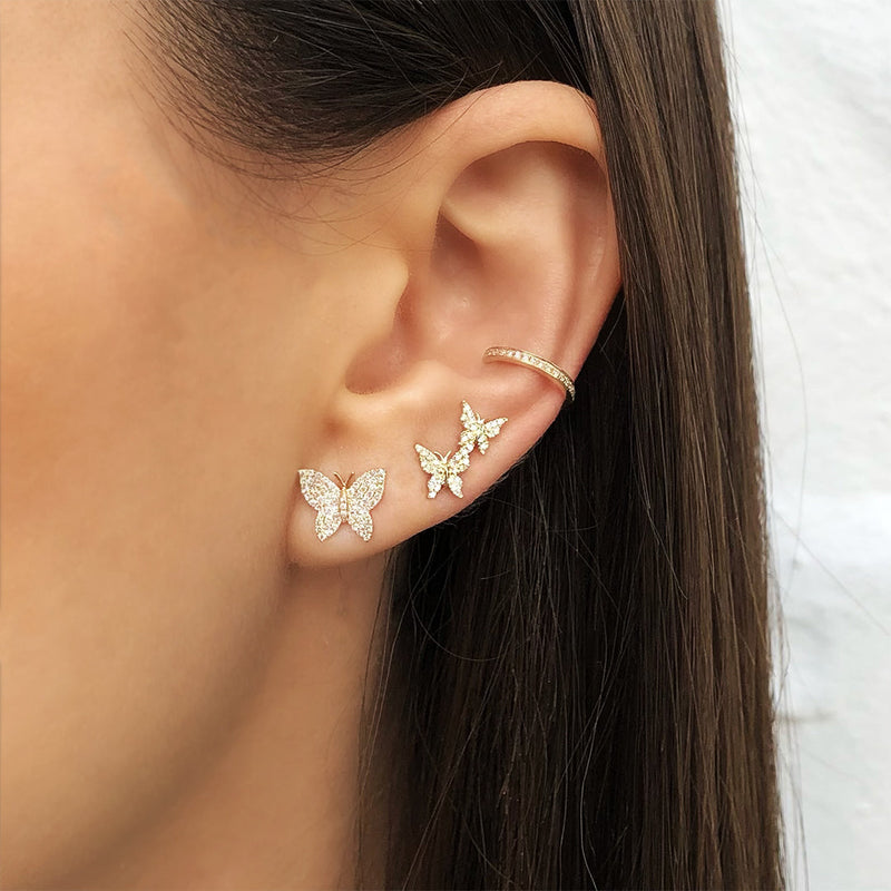 Diamond Butterfly Stud Earrings