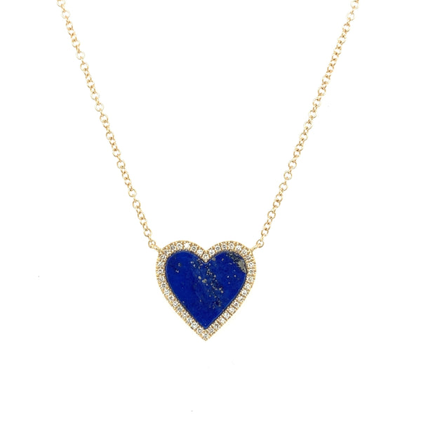 Lapis & Diamond Heart Necklace