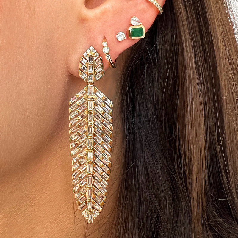 Diamond Feather Earrings