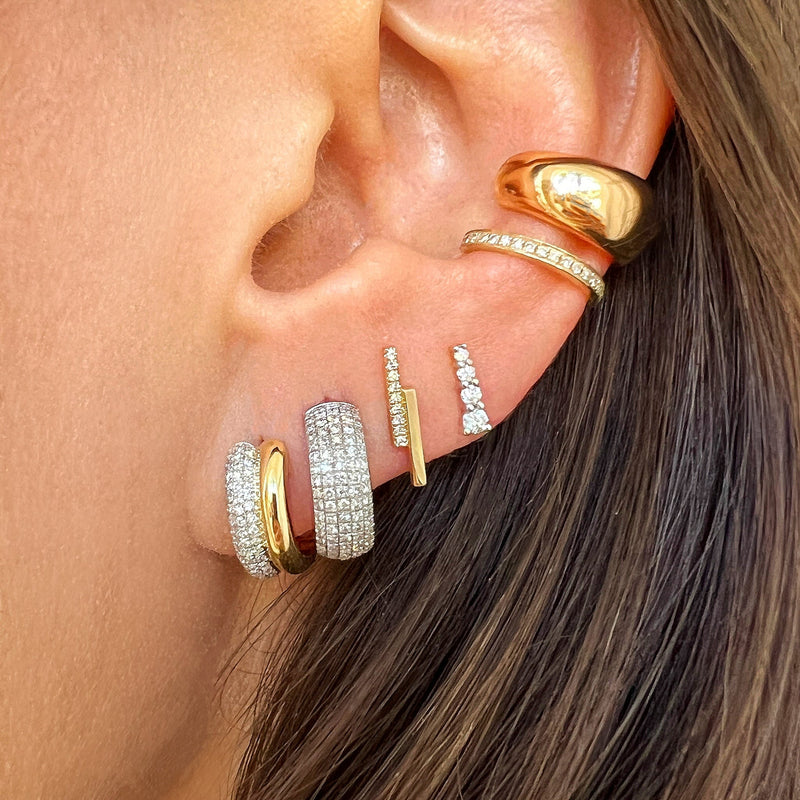 Diamond Bar Stud Earrings