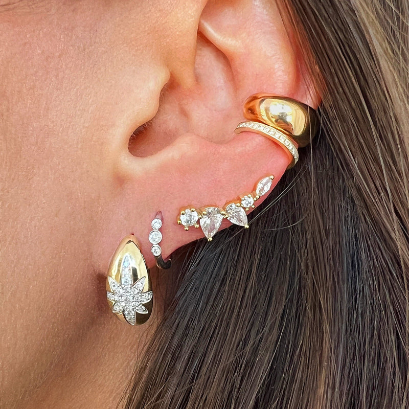 Diamond Starburst Hoop Earrings