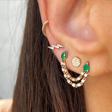 Diamond & Emerald Chain Earring