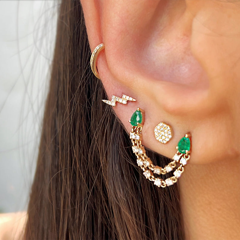 Diamond & Emerald Chain Earring