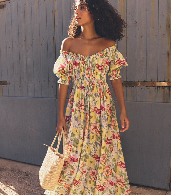 ISCHIA DRESS -- BLANC ANEMONE BLOOM