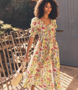 ISCHIA DRESS -- BLANC ANEMONE BLOOM