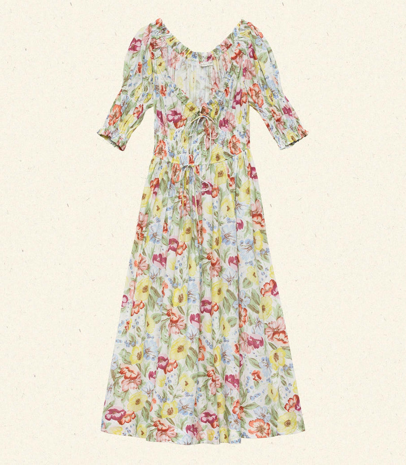 ISCHIA DRESS -- BLANC ANEMONE BLOOM