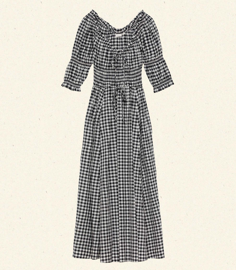 ISCHIA DRESS -- NOIR GRETA GINGHAM