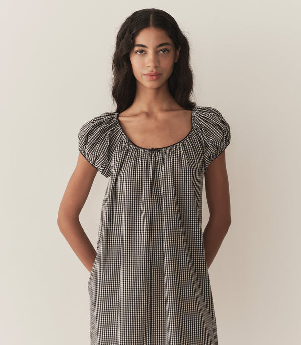 JULIA DRESS -- NOIR LA MADDALENA GINGHAM