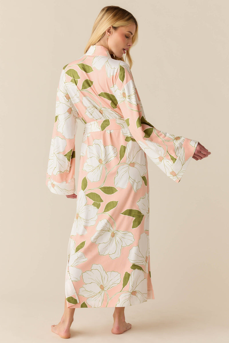 Kaia Cloud Jersey Kimono Robe in Magnolia