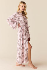 Kaia Cloud Jersey Kimono Robe in Tiger Lily