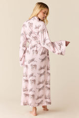 Kaia Cloud Jersey Kimono Robe in Tiger Lily