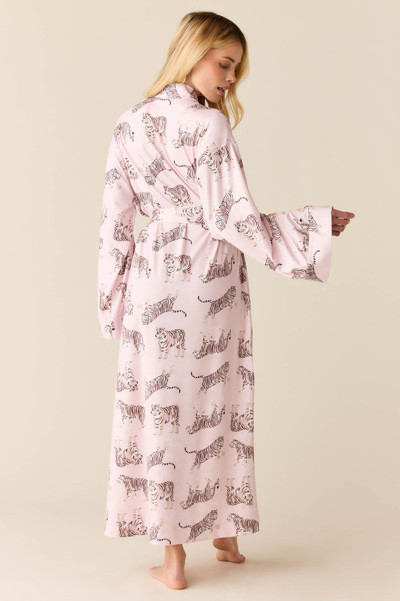 Kaia Cloud Jersey Kimono Robe in Tiger Lily