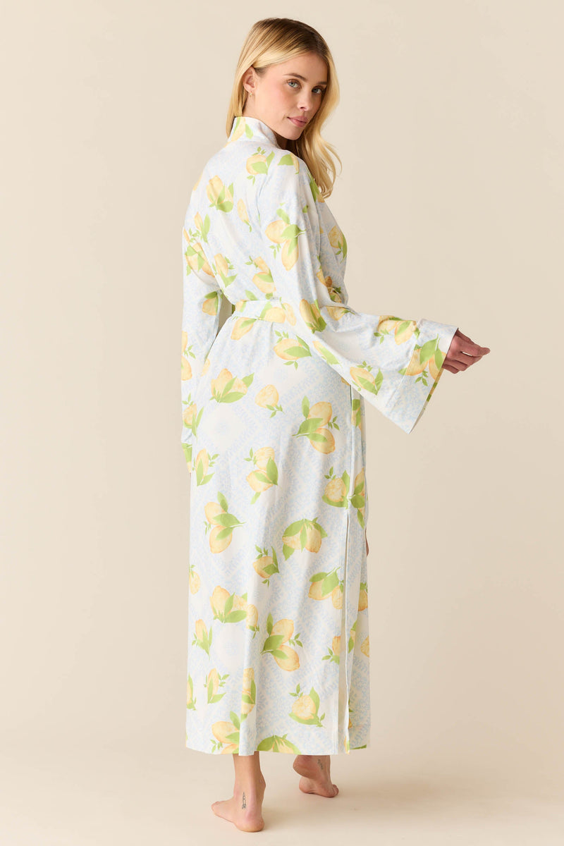 Kaia Cloud Jersey Kimono Robe in Lemon Spritz