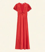 LEANA DRESS -- FIERY CORAL