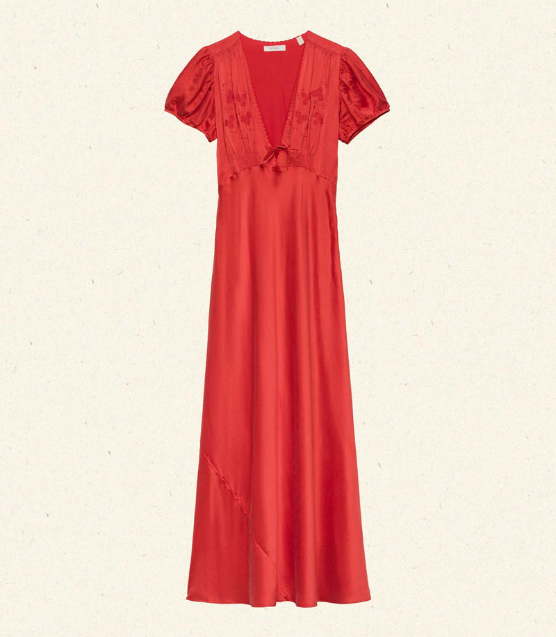 LEANA DRESS -- FIERY CORAL