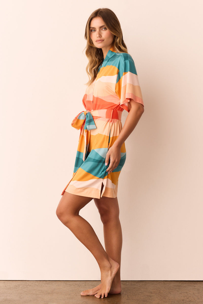 Marisa Cloud Jersey Short Robe in Sunset