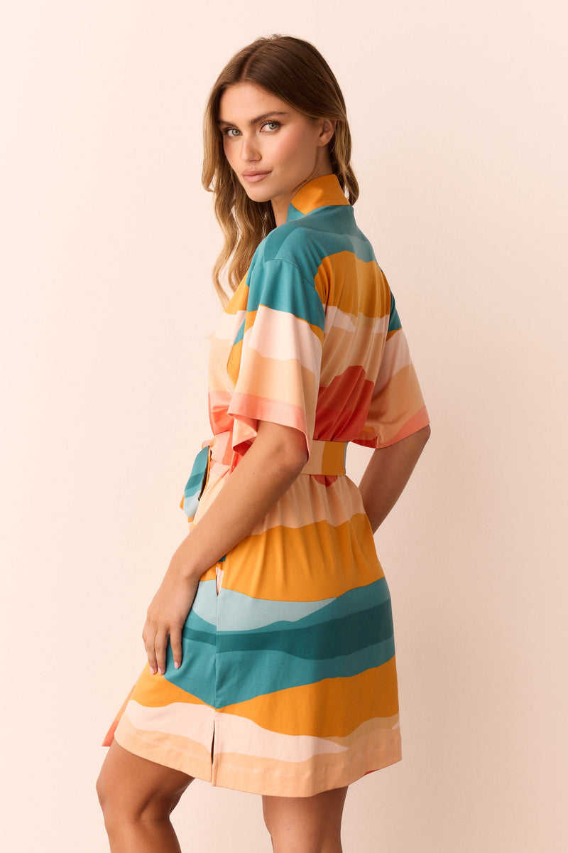 Marisa Cloud Jersey Short Robe in Sunset