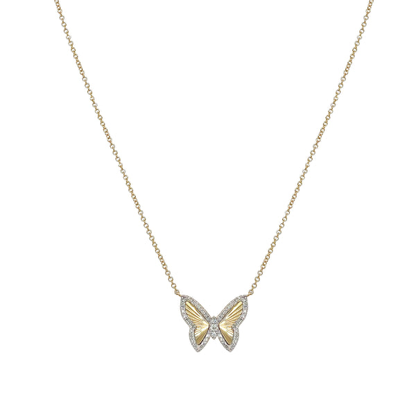 Diamond Textured Butterfly Necklace