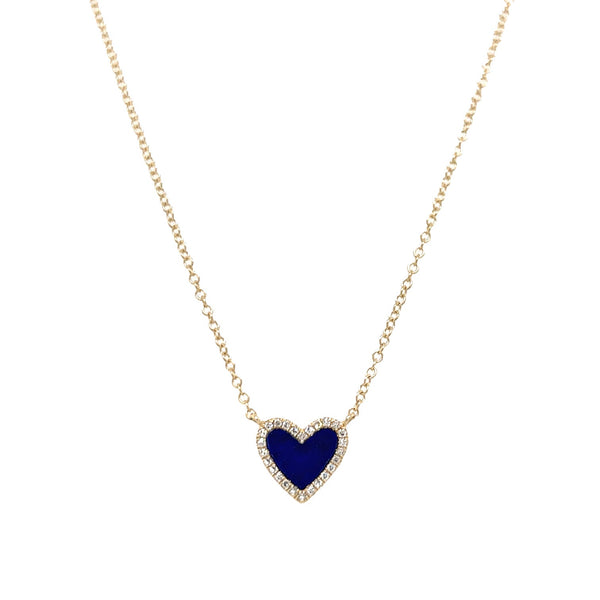 Diamond & Lapis Heart Necklace