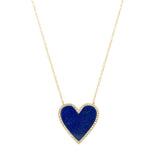 Lapis & Diamond Heart Necklace