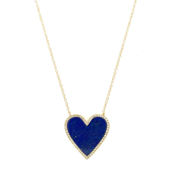 Lapis & Diamond Heart Necklace