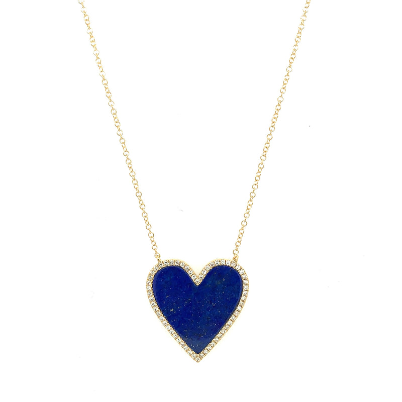Lapis & Diamond Heart Necklace