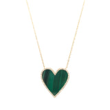 Diamond & Malachite Heart Necklace