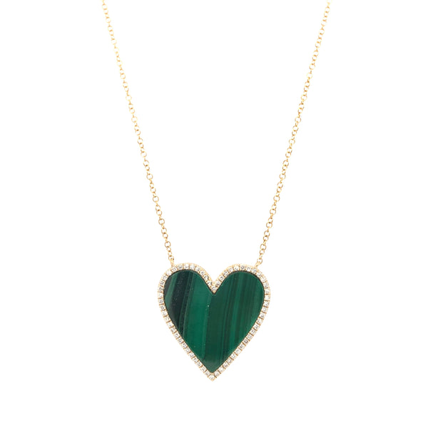 Diamond & Malachite Heart Necklace