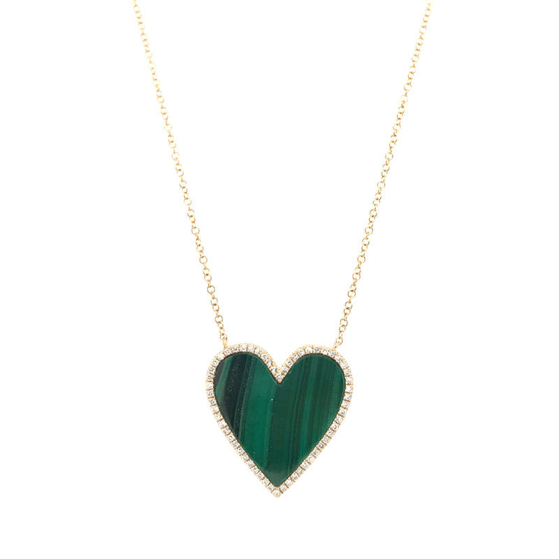 Diamond & Malachite Heart Necklace