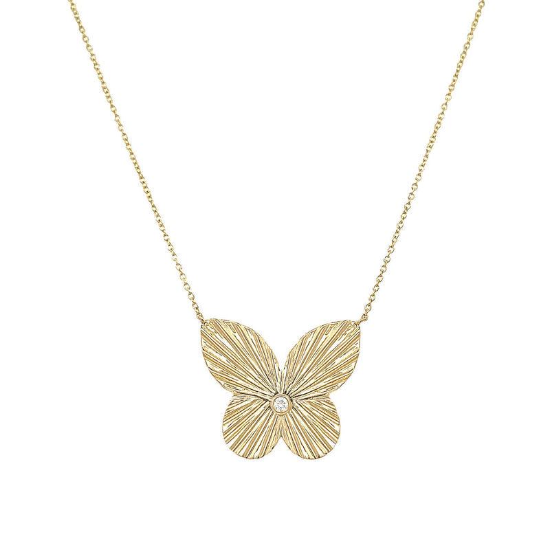 Diamond Ridged Butterfly Necklace