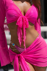 Palmer Long Sleeve Crop Neon Pink